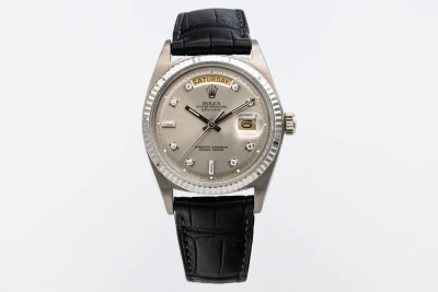 Rolex Day-Date 36mm Black Leather 18ct White Gold 1803 1874