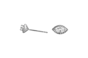 18ct White Gold Diamond Marquise Halo Stud Earrings 0.66ct