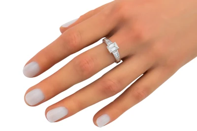 18ct White Gold Emerald Cut Diamond Engagement Ring 1.59ct GIA Certified