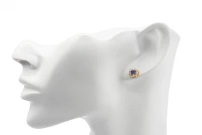 14ct Yellow Gold Diamond & Sapphire Studs 0.76ct 2g