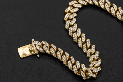 9ct Yellow Gold Diamond Cuban Bracelet 4.4ct VS