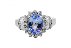 18ct White Gold Tanzanite Diamond Ring 2.40ct