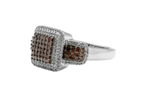 9ct White Gold Brown & White Diamond Ring 0.90ct