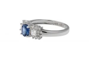 18ct White Gold Diamond & Sapphire Ring 0.78ct