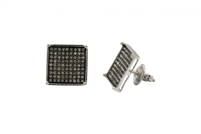 9ct White Gold Diamond Square Stud Earrings 0.25ct