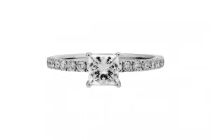 Platinum Diamond Princess Cut Engagement Ring 0.75ct GIA Certified