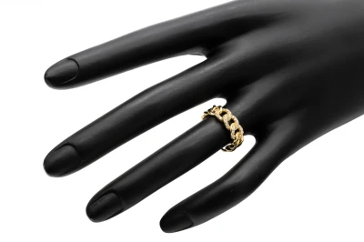 9ct Yellow Gold Cubic Zirconia Cuban Ring 2.9g