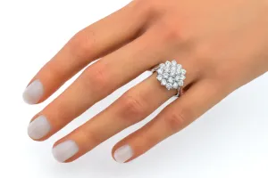 9ct White Gold Cluster Design Diamond Ring 1.17ct 4.7g
