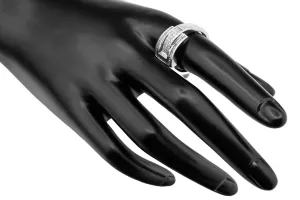 14ct White Gold Buckle Ring Baguette And Princess Cut 1.00ct