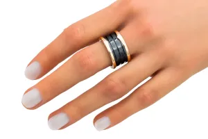 Bvlgari B.zero1 Four Band Ring 18ct Rose Gold & Black Ceramic Size 54 (M)
