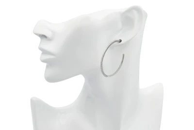 18ct White Gold Diamond Large Hoop Earrings 0.46ct