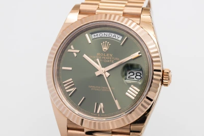 Rolex Day-Date 40mm 'Olive' 18ct Rose Gold Presidential 228235 2019 Unworn