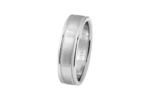 Tiffany & Co. Platinum 950 Double Millgrain Wedding Band 5.95mm