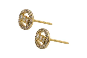 9ct Yellow Gold Cubic Zirconia Oval Stud Earrings 1.2g
