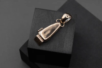 9ct Rose Gold Diamond Razor Barber Pendant 1.80cts