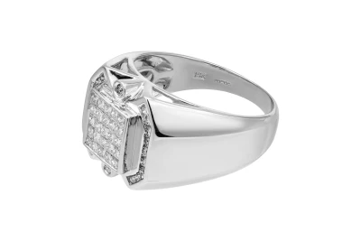 14ct White Gold Mens Princess Cut Diamond Ring 0.85ct 9.2g