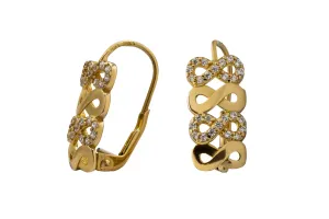 9ct Yellow Gold Cubic Zirconia Infinity Drop Down Earrings 2.2g