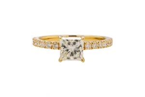 18ct Yellow Gold Princess Cut Diamond Engagement Ring 1.01ct GIA Certified