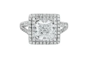 18ct White Gold Lab Diamond Cushion Double Halo Engagement Ring 0.20ct IGI Certified