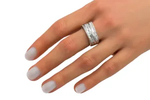 9ct White Gold 4 Row Diamond Baguettes & Rounds Ring 5.9g 0.88ct