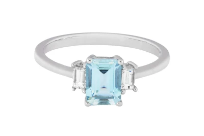 18ct White Gold Aquamarine & Diamond Ring 0.85cts