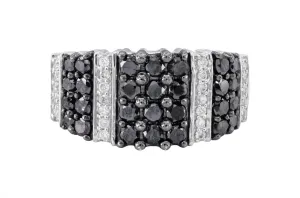 9ct White Gold Black And White Diamond Ring