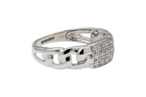 9ct White Gold Diamond ID Design Mens Ring 0.10ct 3.8g