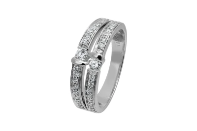 18ct White Gold Diamond 2 Row Ring 0.88ct 4.8g