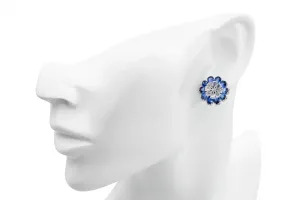 18ct White Gold Diamond & Sapphire Rose Cut Earrings 1.34cts 6.7g