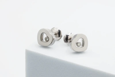 Chopard Happy Hearts 18ct White Gold Diamond Stud Earrings 8.1g