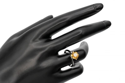 18ct White & Yellow Gold Flower Diamond Engagement Ring 0.28ct