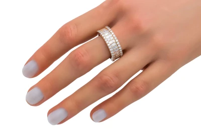 18ct Rose Gold Round Brilliant Diamond Mens Ring 1.35ct