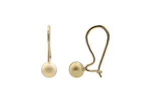 9ct Yellow Gold Simple Polished Gold Drops Euroball Dangle Earrings 1.3g