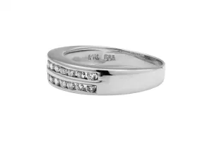 14ct White Gold Diamond Double Row Ring 0.20ct 3.3g
