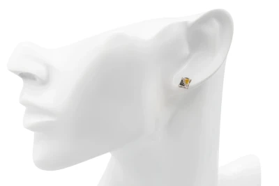 9ct Yellow Gold Diamond Stud Earrings 0.10ct White, Yellow & Blue Diamonds