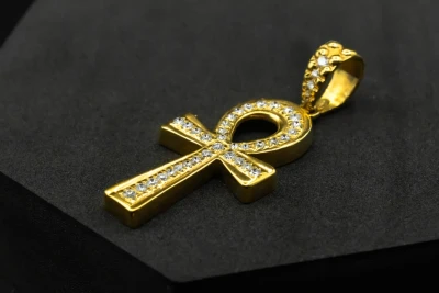 9ct Yellow Gold Diamond Ankh Pendant 1.50cts