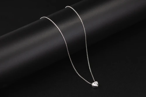 Sterling Silver Lab Grown Heart Shaped Diamond Pendant Necklace 0.70ct