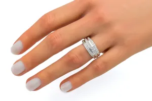 18ct White Gold Diamond 3 Row Ring 0.70ct 4.2g