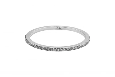 Brilliant Cut Diamond Engagement Ring with Pave Band in White Gold