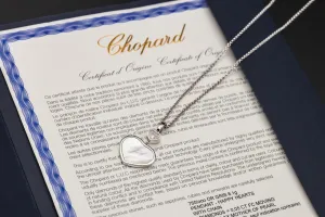 Chopard Happy Hearts 18ct White Gold Mother of Pearl Diamond Necklace 0.05ct