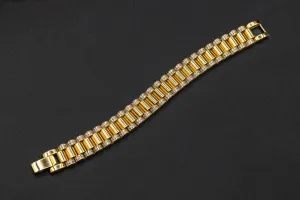 9ct Yellow Gold Cubic Zirconia Presidential Bracelet 25g