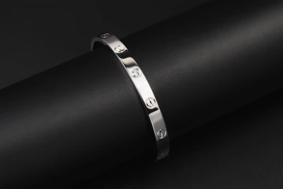 Cartier LOVE 1 Diamond Cuff Bracelet 18ct White Gold Size 18 0.10ct