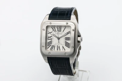 Cartier Santos 100 41mm Black Leather W20073X8 2012