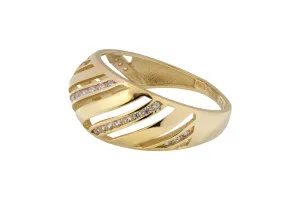 9ct Yellow Gold Wave Cubic Zirconia Ring 2.5g