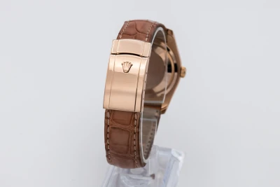 Rolex DateJust 36mm 18ct Rose Gold Brown Leather 116185 2016