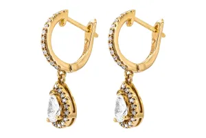 18ct Yellow Gold Pear Drop Diamond Hoops 0.66ct