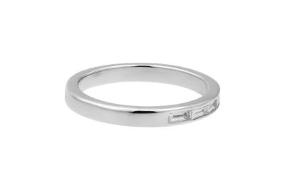 18ct White Gold Round Baguette Diamond Half Eternity Ring 0.75ct