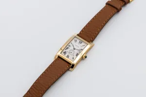 Cartier Tank Americaine 24mm 18ct Yellow Gold Brown Leather W2600951 Circa 2000s