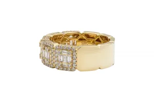 9ct Yellow Gold Diamond Mens Ring With Baguettes 2.00ct