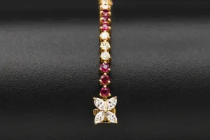 18ct Yellow Gold Diamond & Ruby Bracelet 1.50ct 6.8g
